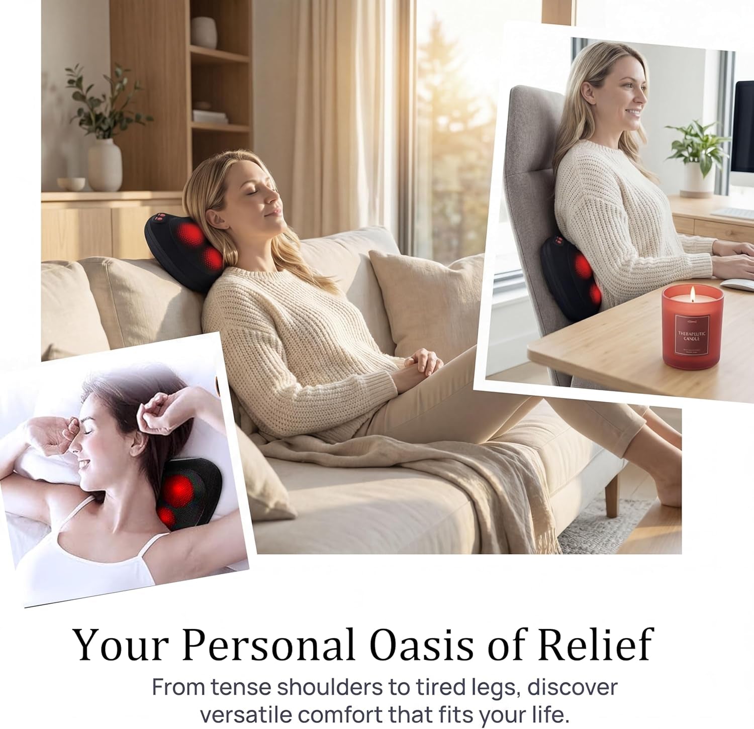 Mothers Day Gifts for Mom,Back Massager with Heat,Shiatsu Neck Massager Pillow for Back,Neck,Shoulder,Foot&Lower Back Pain Relief,Relaxation Gifts for Women/Mom/Fathers Day (Black)