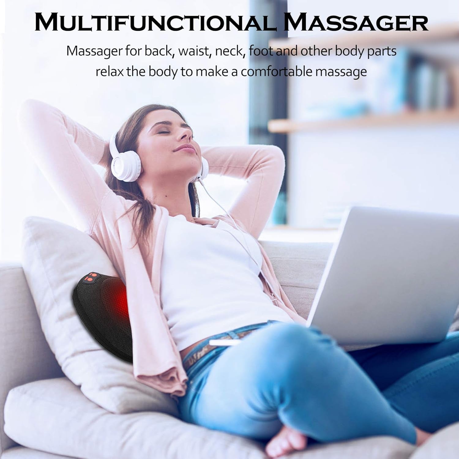 Mothers Day Gifts for Mom,Back Massager with Heat,Shiatsu Neck Massager Pillow for Back,Neck,Shoulder,Foot&Lower Back Pain Relief,Relaxation Gifts for Women/Mom/Fathers Day (Black)